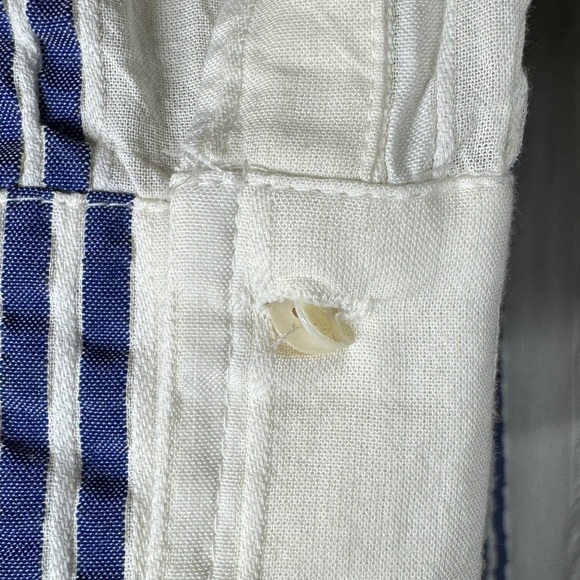 Boden Navy Blue White Striped Textured Longline Button Shirt Tunic Top Size 4 - Picture 10 of 14